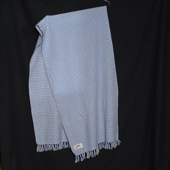 Petronius Wool Cashmere Scarf - Blue White Houndstooth - 18" x 68" - Picture 1 of 5